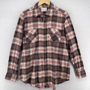 MASTERBUILT Shirt Mens XL Plaid Snap Front Western Utility Casual VTG Red